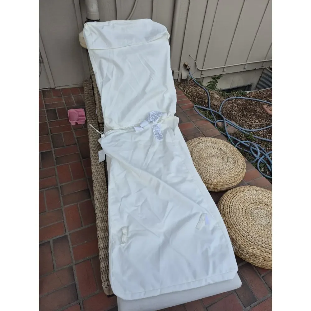 Pottery Barn Universal Single Chaise Lounge Outdoor Furniture Cover White Patio